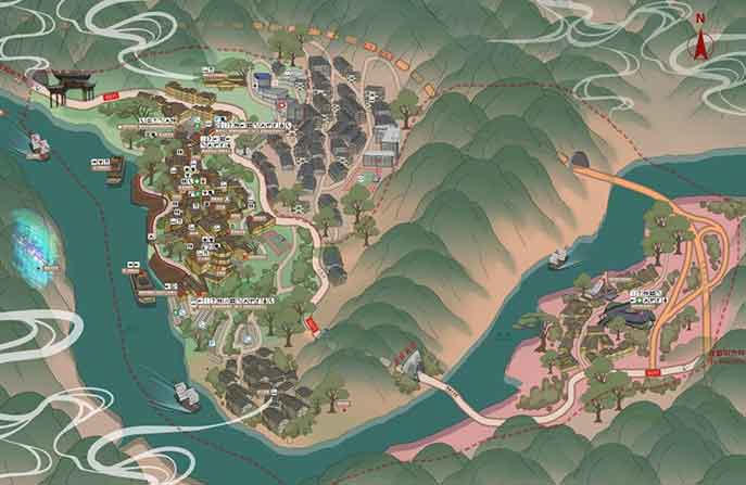 手繪地圖帶你游覽重慶烏江·龔灘旅游度假區—手繪地圖的設計與繪制